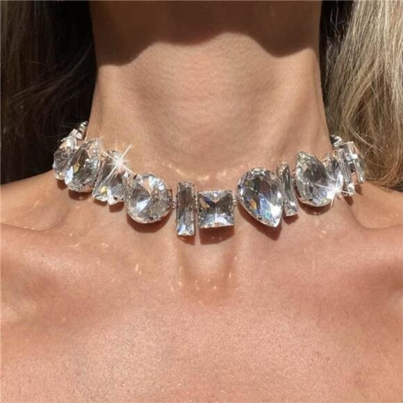 Silver Crystal Chokers: Rhinestone Necklaces - - Picture 8 of 14